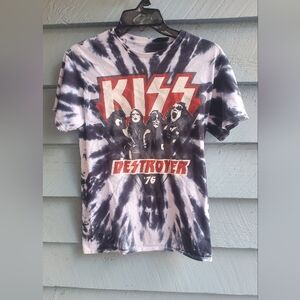 KISS Destroyer Tie-Dye T-Shirt - Blue and White